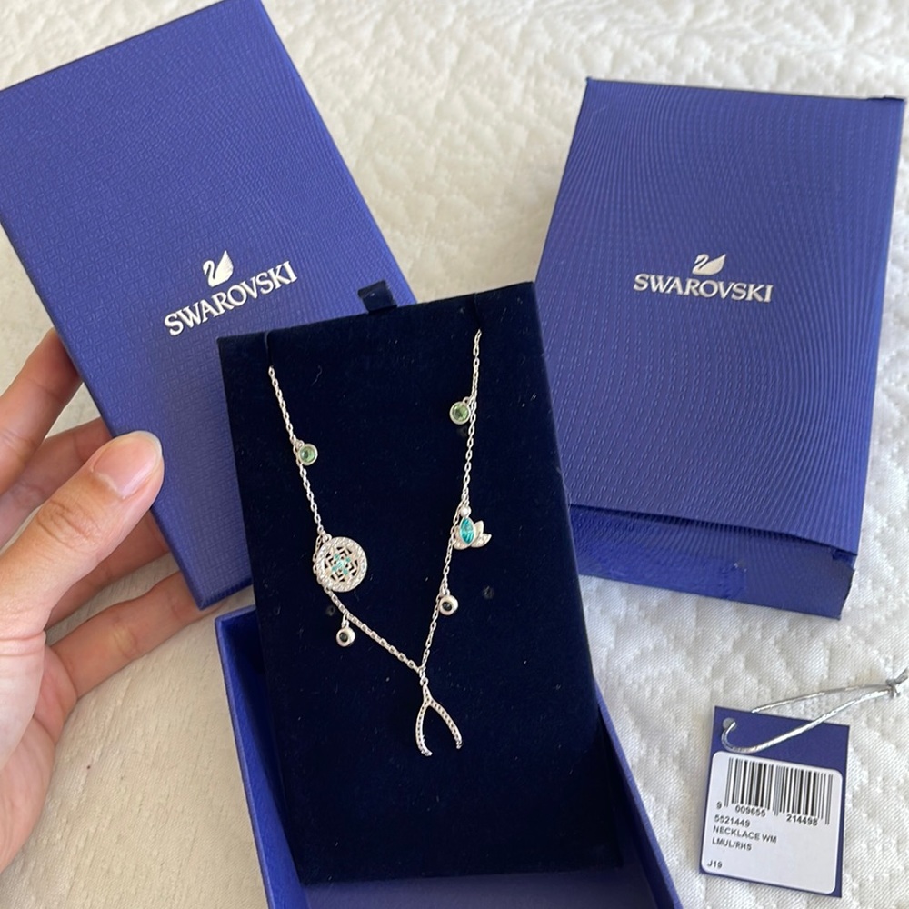 Swarovski Symbolic Charm necklace (Mandala, wishbone, lotus, Multicolored)